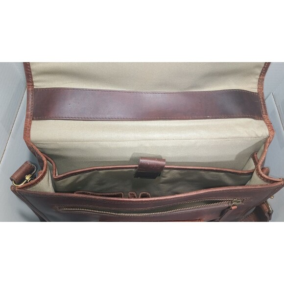 AARON LEATHER GOODS DARK BROWN Briefcase BAG  SPAIN - Picture 9 of 16